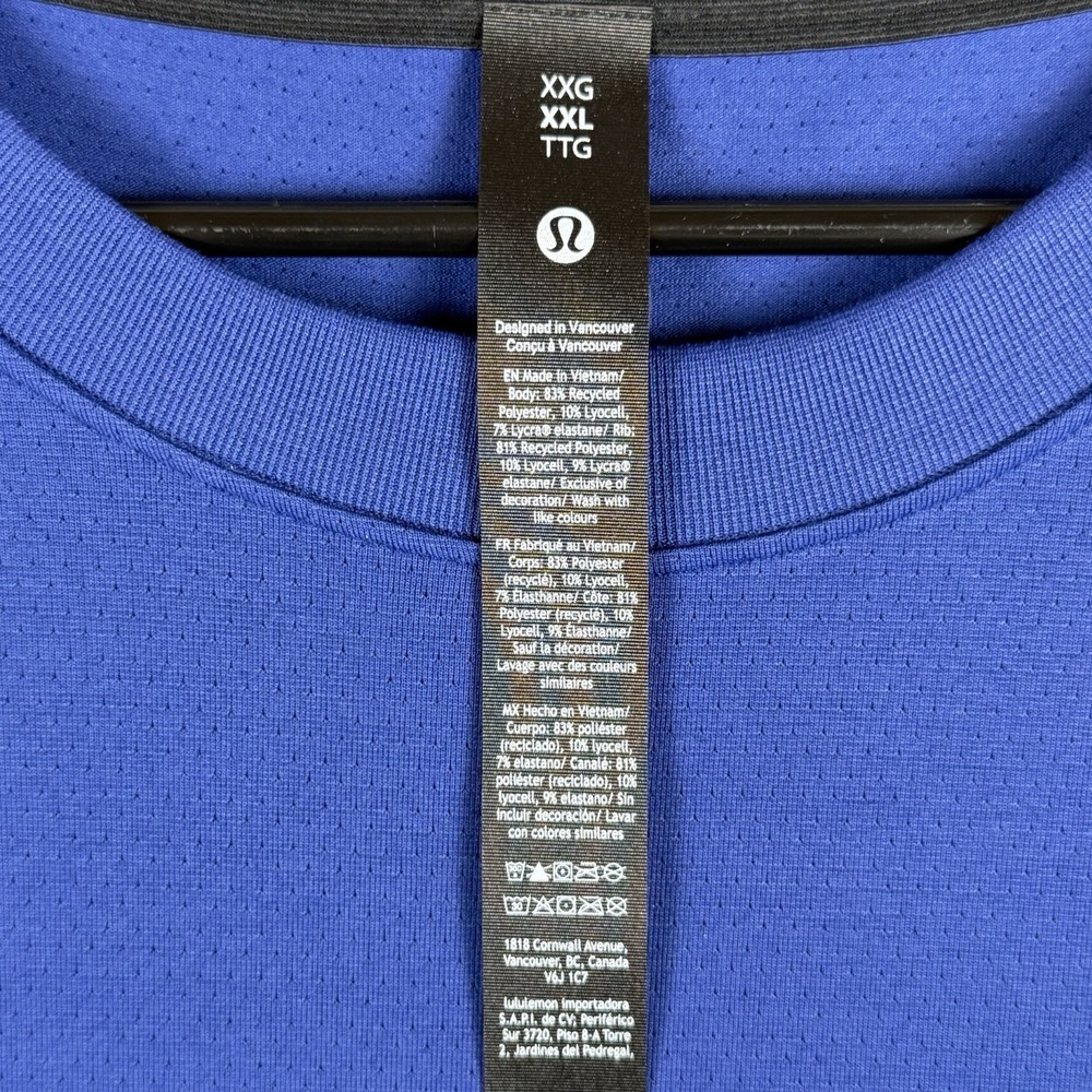 Lululemon Shirt Men's Size XXL Sleeveless Blue Tank Top Athletic Gym Training - Picture 2 of 5